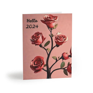 Elegant Rose Flower Greeting Cards - New Year - Dipaliz - & Note
