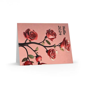 Elegant Rose Flower Greeting Cards - New Year - Dipaliz - & Note