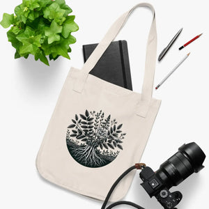 DipaliZ organic canvas tote bag with a herb plant illustration