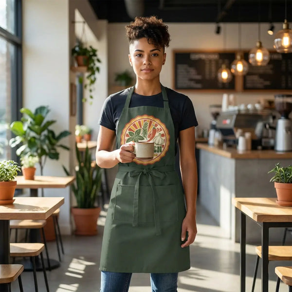 Vintage Botanical Cooking Apron Spices Kitchen - Dipaliz - one Size / Black