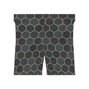 Premium Womens Biker Shorts Hexagon Pattern Active Comfort - Dipaliz