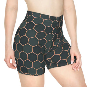 Premium Womens Biker Shorts Hexagon Pattern Active Comfort - Dipaliz