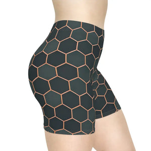 Premium Womens Biker Shorts Hexagon Pattern Active Comfort - Dipaliz