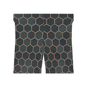 Premium Womens Biker Shorts Hexagon Pattern Active Comfort - Dipaliz