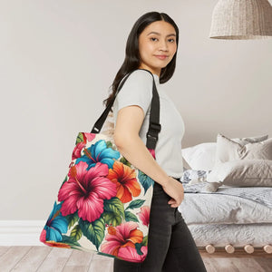 Vibrant Hibiscus Tote Bag - Bold Floral Everyday Style - Dipaliz - Bags