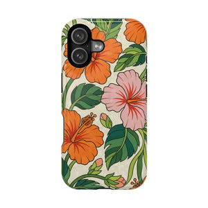 Hibiscus Floral Magnetic Impact-resistant Phone Case - Mobile Cases