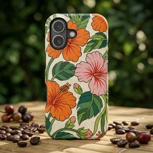 Hibiscus Floral Magnetic Impact-resistant Phone Case - Mobile Cases