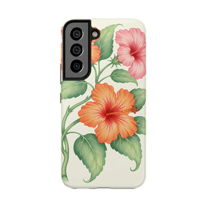 Hibiscus Floral Tough Phone Case, Tropical Botanical Protective Iphone Cover - Mobile Cases