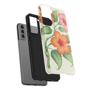 Hibiscus Floral Tough Phone Case, Tropical Botanical Protective Iphone Cover - Mobile Cases