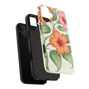 Hibiscus Floral Tough Phone Case, Tropical Botanical Protective Iphone Cover - Mobile Cases