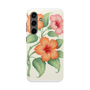 Hibiscus Floral Tough Phone Case, Tropical Botanical Protective Iphone Cover - Mobile Cases