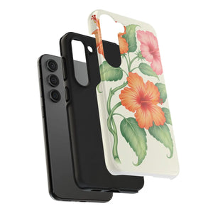 Hibiscus Floral Tough Phone Case, Tropical Botanical Protective Iphone Cover - Mobile Cases