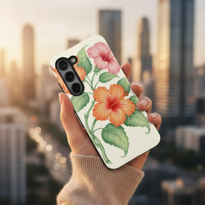 Hibiscus Floral Tough Phone Case, Tropical Botanical Protective Iphone Cover - Mobile Cases