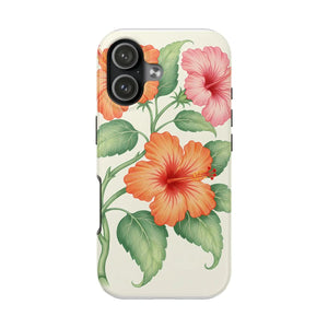 Hibiscus Floral Tough Phone Case, Tropical Botanical Protective Iphone Cover - Mobile Cases