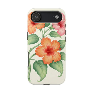Hibiscus Floral Tough Phone Case, Tropical Botanical Protective Iphone Cover - Mobile Cases