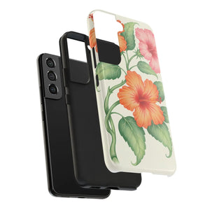 Hibiscus Floral Tough Phone Case, Tropical Botanical Protective Iphone Cover - Mobile Cases