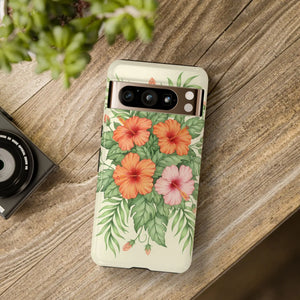 Hibiscus Floral Tough Phone Case, Tropical Flower Protective - Mobile Cases