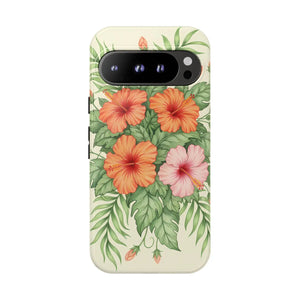 Hibiscus Floral Tough Phone Case, Tropical Flower Protective - Mobile Cases