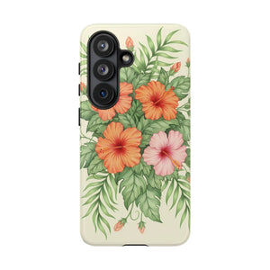 Hibiscus Floral Tough Phone Case, Tropical Flower Protective - Mobile Cases