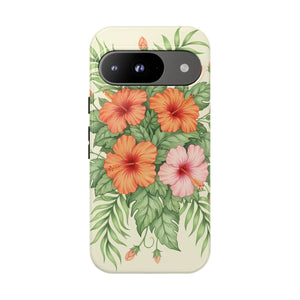 Hibiscus Floral Tough Phone Case, Tropical Flower Protective - Mobile Cases