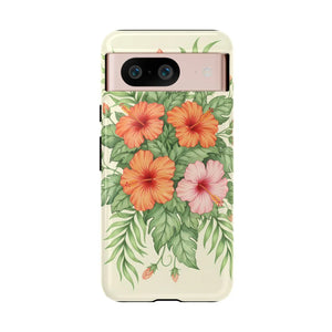 Hibiscus Floral Tough Phone Case, Tropical Flower Protective - Mobile Cases