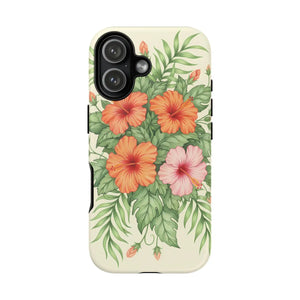 Hibiscus Floral Tough Phone Case, Tropical Flower Protective - Mobile Cases