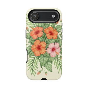 Hibiscus Floral Tough Phone Case, Tropical Flower Protective - Mobile Cases