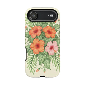 Hibiscus Floral Tough Phone Case, Tropical Flower Protective - Mobile Cases