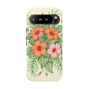 Hibiscus Floral Tough Phone Case, Tropical Flower Protective - Mobile Cases