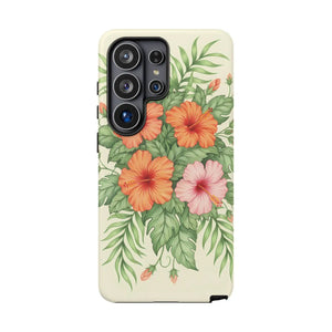 Hibiscus Floral Tough Phone Case, Tropical Flower Protective - Mobile Cases