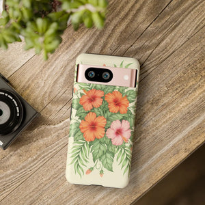 Hibiscus Floral Tough Phone Case, Tropical Flower Protective - Mobile Cases
