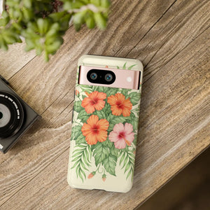 Hibiscus Floral Tough Phone Case, Tropical Flower Protective - Mobile Cases