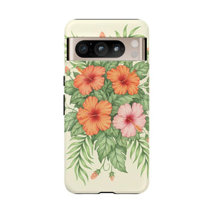 Hibiscus Floral Tough Phone Case, Tropical Flower Protective - Mobile Cases