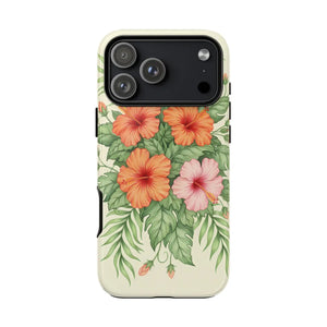 Hibiscus Floral Tough Phone Case, Tropical Flower Protective - Mobile Cases