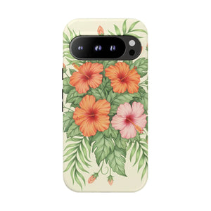 Hibiscus Floral Tough Phone Case, Tropical Flower Protective - Mobile Cases