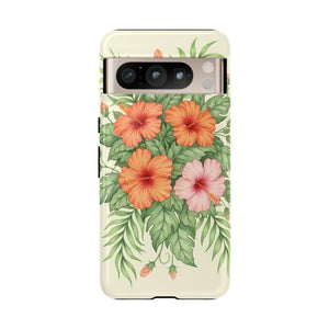 Hibiscus Floral Tough Phone Case, Tropical Flower Protective - Mobile Cases