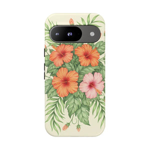 Hibiscus Floral Tough Phone Case, Tropical Flower Protective - Mobile Cases