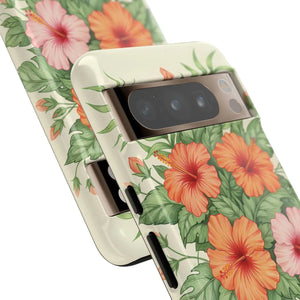 Hibiscus Floral Tough Phone Case, Tropical Flower Protective - Mobile Cases