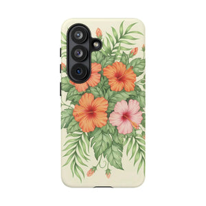 Hibiscus Floral Tough Phone Case, Tropical Flower Protective - Mobile Cases