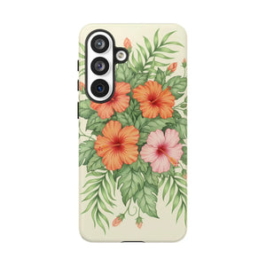 Hibiscus Floral Tough Phone Case, Tropical Flower Protective - Mobile Cases