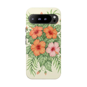 Hibiscus Floral Tough Phone Case, Tropical Flower Protective - Mobile Cases