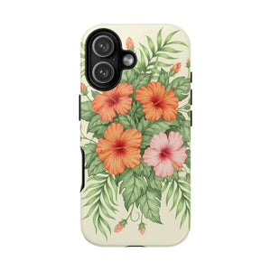 Hibiscus Floral Tough Phone Case, Tropical Flower Protective - Mobile Cases