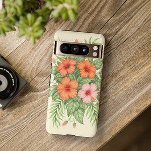 Hibiscus Floral Tough Phone Case, Tropical Flower Protective - Mobile Cases