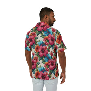 Vibrant Hawaiian Camp Shirt - Hibiscus Flowers - Dipaliz - Shirts - Xs