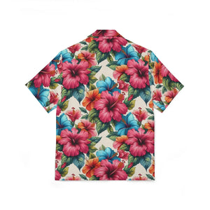 Vibrant Hawaiian Camp Shirt - Hibiscus Flowers - Dipaliz - Shirts - Xs