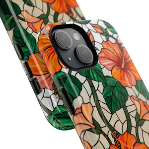 Hibiscus Stained Glass Tough Magnetic Phone Case - Mobile Cases