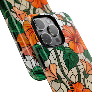 Hibiscus Stained Glass Tough Magnetic Phone Case - Mobile Cases