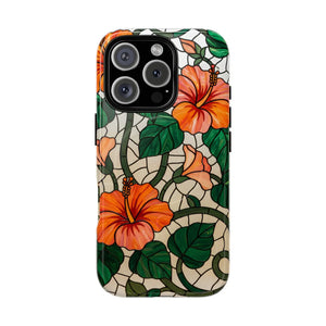 Hibiscus Stained Glass Tough Magnetic Phone Case - Mobile Cases