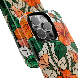 Hibiscus Stained Glass Tough Magnetic Phone Case - Mobile Cases