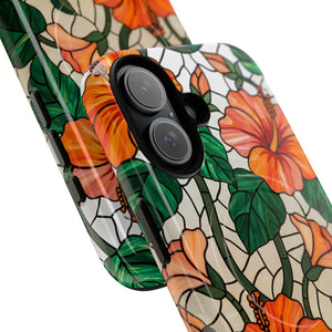 Hibiscus Stained Glass Tough Magnetic Phone Case - Mobile Cases